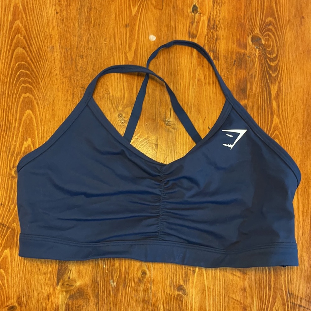 Ruched gymshark bra in navy blue